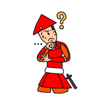 考える戦国時代の足軽 足軽,侍,武士,鎧武者,戦士,兵士,日本,和風,歴史,日本史のイラスト素材