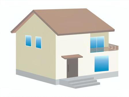 一軒家のイラスト素材 一軒家,家,戸建て,住宅,分譲,二階建て,我が家,新築,家庭,自宅のイラスト素材