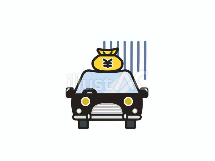 自動車にのしかかるお金　ローン・税金 車,乗用車,車両のイラスト素材