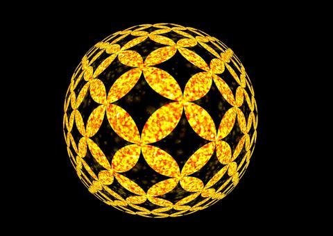 七宝柄金（球体） 七宝柄,和柄,球体,金,ゴールド,模様,ラメ,キラキラ,グリッター,粒子のイラスト素材