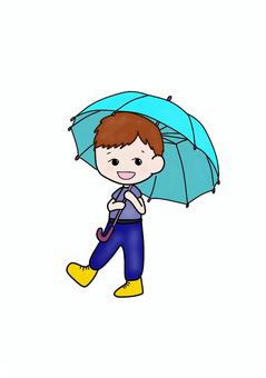 イラスト209 傘をさした少年 イラスト209 傘をさした少年 イラスト,少年,子供,傘,雨,レイン,傘をさす,梅雨,人,人物のイラスト素材