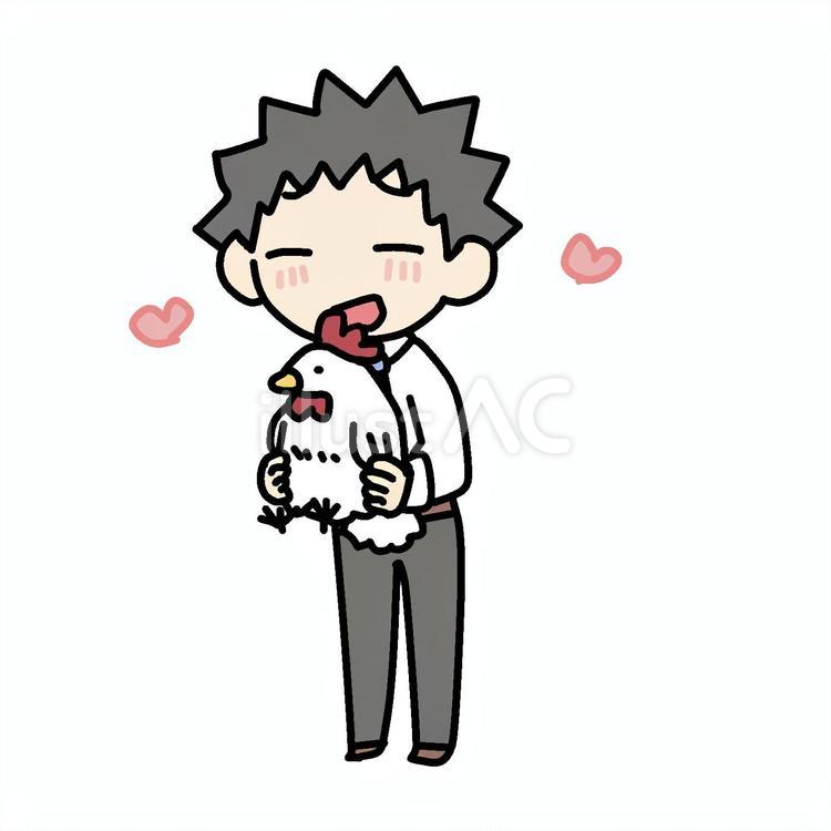鶏を抱えた好きな男性 男性,鶏,抱えるのイラスト素材