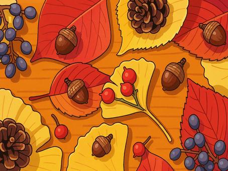 秋の木の実のある風景