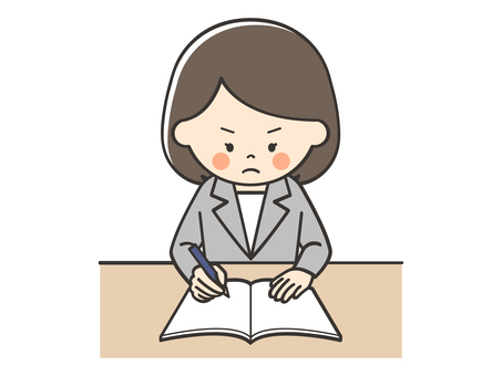 真面目に勉強をするスーツの女性 勉強,学習,学ぶ,先生,講師,教師,塾,学習塾,授業,大学のイラスト素材