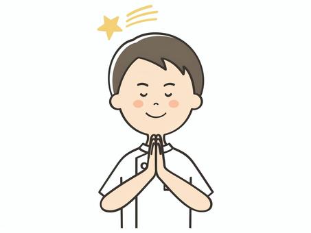 願い事をする男性看護師 願い事をする男性看護師 願い事,お願い,流れ星,祈る,七夕,男性,男,看護師,看護士,介護士のイラスト素材