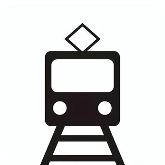 正面から見た電車のシルエット 電車,シルエット,路面電車,線路,文明,アイコン,素材,シンプル,黒,ワンポイントのイラスト素材