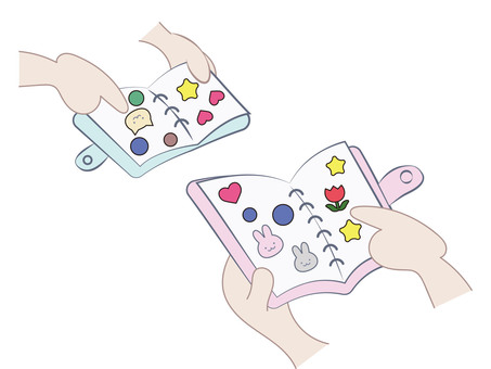 シール交換 シール交換,手帳,平成女児,コレクション,遊び,かわいい,シール,ステッカー,シール帳,トレードのイラスト素材