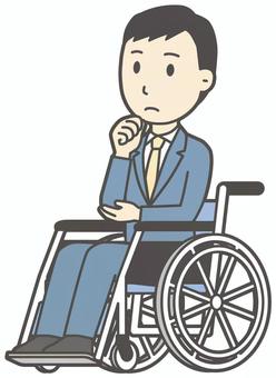  スーツ青年-278-全身 車いす,ビジネスマン,会社員,男性,サラリーマン,オフィス,ビジネス,営業マン,先生,講師のイラスト素材
