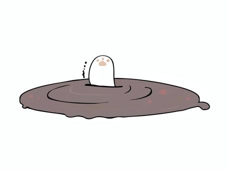 沼にハマった 沼にハマる,肉球,没頭,広告,チラシ,cm,白背景,イラスト素材,背景透過,ゆるかわのイラスト素材