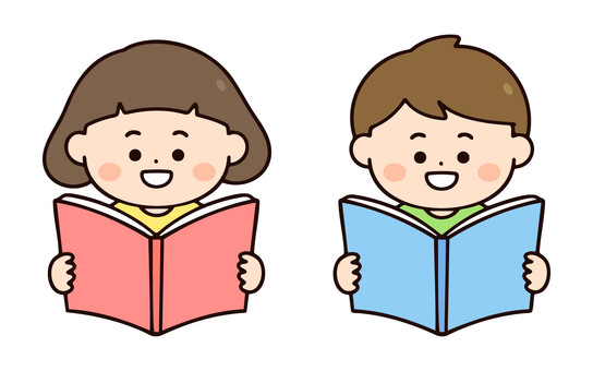 本を読む子どもたち 本,読書,子供,女の子,男の子,読む,図書館,小学校,中学校,勉強のイラスト素材