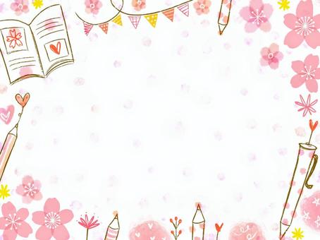 春の日記 春,桜,日記,フレーム,壁紙,背景,手書き,水彩,かわいいのイラスト素材