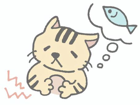 お腹が空いた猫 お腹が空いた猫 空腹,お腹,鳴る,音,すく,猫,魚,食欲,食べたい,動物のイラスト素材