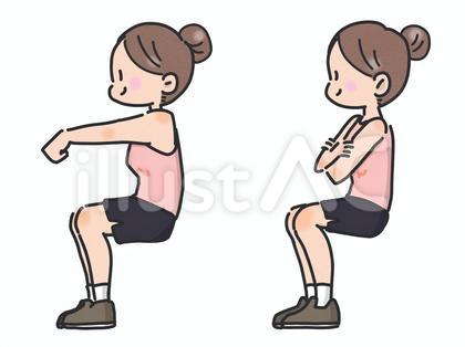 膝を90℃まげている女性
