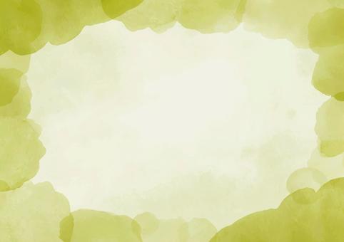 水彩背景_鶯色03 鶯色,緑,水彩,背景,フレーム,グリーン,抹茶色,水彩画,手描き,絵の具のイラスト素材