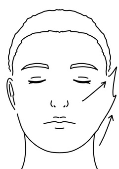 頬周囲の切開リフトイメージ　線画 切開,リフト,アンチエイジング,美容外科,美容医療,顔,線画のイラスト素材