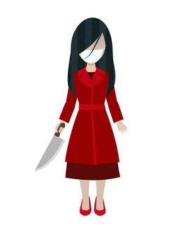 刃物を持つ口裂け女 口裂け女,刃物,女,都市伝説,妖怪,危険,不審者,マスク,人物,人のイラスト素材