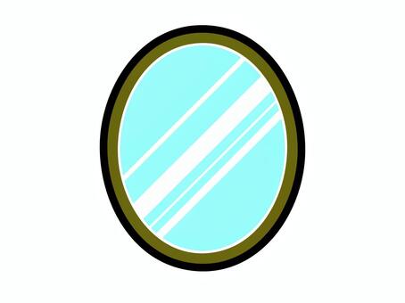 ステッカー風の楕円形の鏡 鏡,反射,鏡面,平面鏡,ウォールミラー,壁掛け,インテリア,家具,アンティーク,ステッカーのイラスト素材