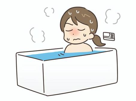 汗だくになっている入浴中の若い女性 女性,お風呂,入浴,風呂,汗,人物,人,女,主婦,20代のイラスト素材
