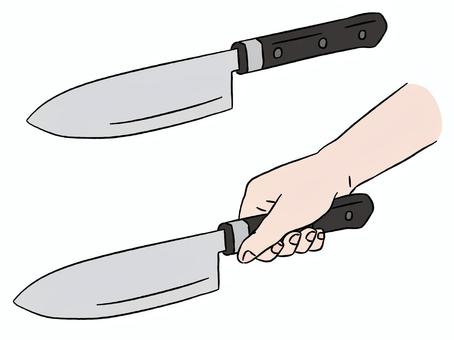 包丁と手 手,握る,包丁,刃物,料理,調理,調理器具のイラスト素材