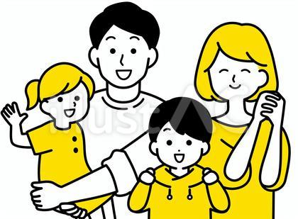 喜ぶ4人家族