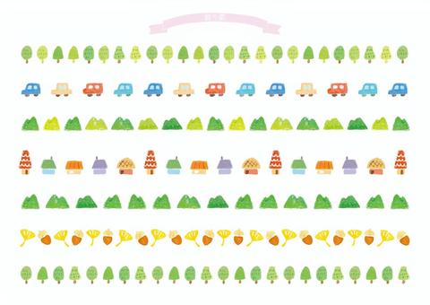 飾り罫07A 飾り罫07A 飾り罫,フレーム,植物,家,木,罫,緑,ナチュラル,メッセージカード,お知らせのイラスト素材