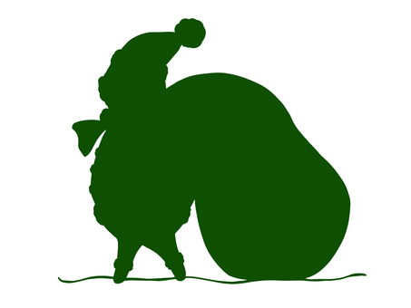 サンタクロースのシルエットイラスト　緑