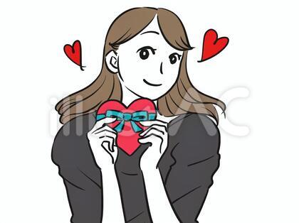 恋人にバレンタインチョコを渡す女性