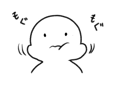 もぐもぐする棒人間 棒人間,人物,手描き,落書き,表情,黒,シンプル,食事,咀嚼,もぐもぐのイラスト素材