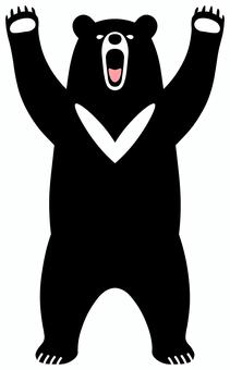 ツキノワグマ　シルエット ツキノワグマ,クマ,熊,ベアー,狂暴,威嚇,シルエット,黒,赤,黒塗りのイラスト素材