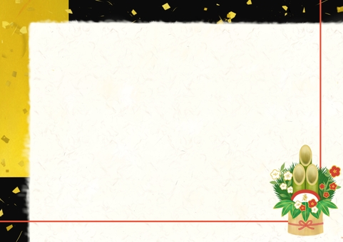 お正月に使える慶事フレーム 門松,金箔,金,和,和風,日本,フレーム,背景,壁紙,枠のイラスト素材