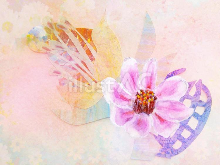 絵本のような可愛い花のイラスト 花,ピンク,手書きのイラスト素材