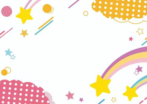 カラフルな流れ星と空の背景素材 流れ星,空,雲,円,ライン,ドット,ポップ,カラフル,背景,透過のイラスト素材