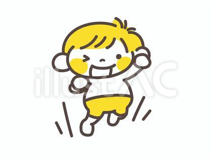 ジャンプする水着姿の男の子
