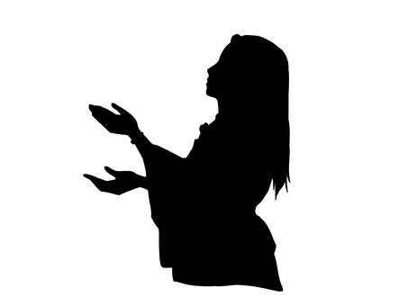 シャーマン2 シャーマン,女性,古来,巫女,神秘性,まじない,スピリチュアル,呪術,ロングヘア,シルエットのイラスト素材