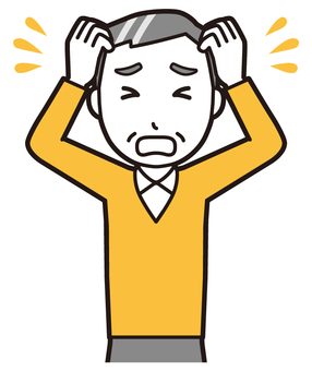  ニット中年男性(黄)-348-バスト 慌てる,おじさん,男性,中年,お父さん,パパ,シニア,ミドルエイジ,人物,かわいいのイラスト素材