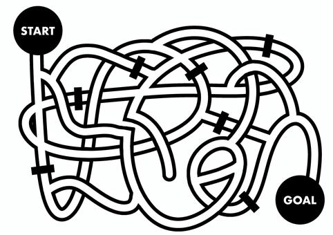迷路2 迷路,スタート,ゴール,ルート,モノクロのイラスト素材