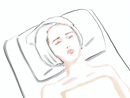 横たわる 美容施術 横たわる 美容施術 美容施術,エステ,ベッド,横になる,女性のイラスト素材