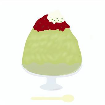 Illustration, shaved ice, matcha, summer, 