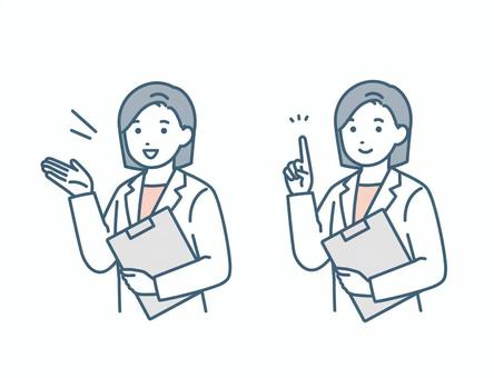 A woman in a white coat who guides with a file, JPG, PNG and AI A woman in a white coat who guides with a file, , JPG, PNG and AI