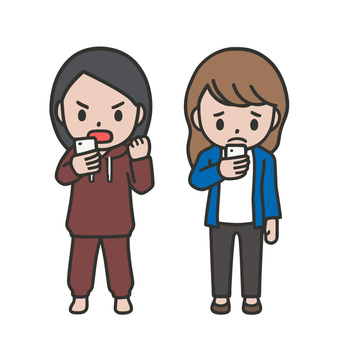 勝敗が決まった人々 スマホ,勝ち,負け,敗者,勝者,明暗,敗北,勝利,勝敗,天国のイラスト素材