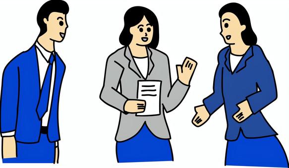 立ち話　その１ ビジネス,立ち話,オフィス,会話,コミュニケーション,同僚,打合せのイラスト素材