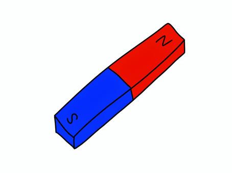 棒磁石のイラスト 棒,磁石,電気,磁力,磁場,赤,青,鉄,ゆるい,手描きのイラスト素材