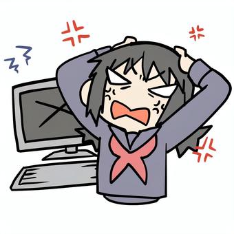 パソコンがエラーでキレる学生少女 パソコンがエラーでキレる学生少女 学生,パソコン,エラーのイラスト素材