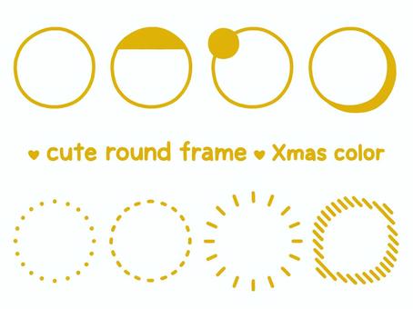 かわいい丸いフレーム（Xmasカラー） フレーム,枠,丸,クリスマス,クリスマスカラー,12月,セット,素材,パーツ,シンプルのイラスト素材