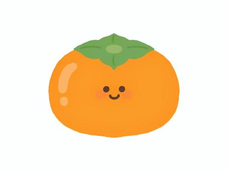 にこっと笑う柿 柿,果物,笑顔,笑う,かわいい,秋,秋の味覚,旬,食材,食べ物のイラスト素材