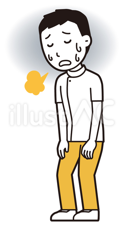  理学療法士男(黄)-394-全身 ストレス,理学療法士,整体師のイラスト素材