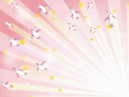 Cool concentrated line pink with penguins flying around, penguin, concentration line, background, JPG and AI