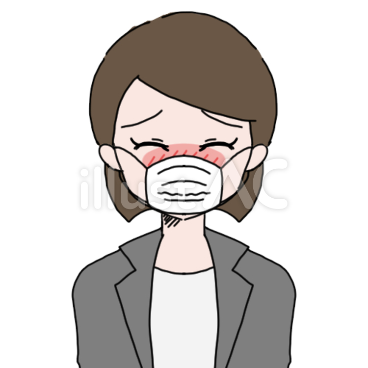 キャリアウーマン（風邪＋マスク） 風邪をひく,熱っぽい,２０代のイラスト素材