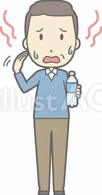 中年男私服-暑い-全身 人,男性,かわいいのイラスト素材