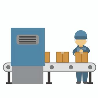 ベルトコンベア2 軽作業,仕分け,ベルトコンベア,人物,作業員,物流,仕事場,倉庫,配送,配達のイラスト素材